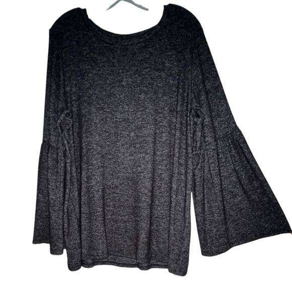 Philosophy Women’s Sweater Size 1X Black Gray Bell Sleeves Relaxed Fit Soft - Picture 3 of 8